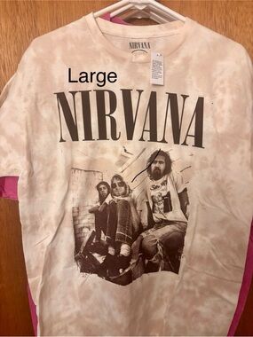 NIRVANA Cream Tie-Dye Tee with Black Photo Graphic